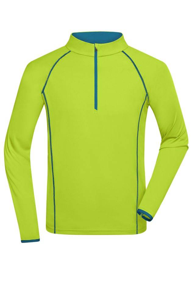 Men's Sports Shirt Longsleeve Langarm Funktionsshirt für Fitness und Sport gelb/blau/neon, Gr. XL