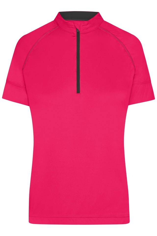 Ladies' Bike-T Half Zip Sportliches Radtrikot pink/grau/neon, Gr. S