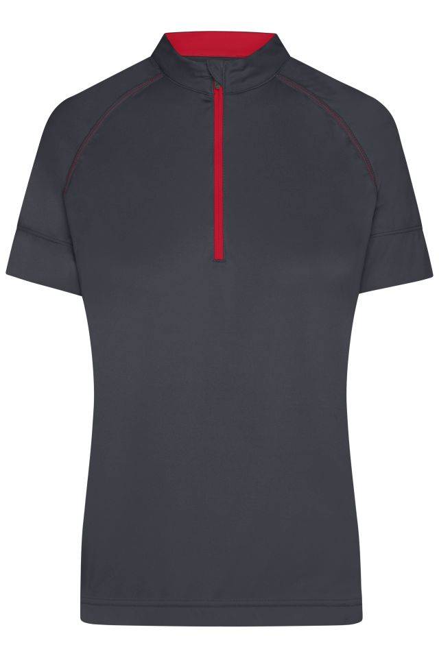 Ladies' Bike-T Half Zip Sportliches Radtrikot grau/rot, Gr. XXL