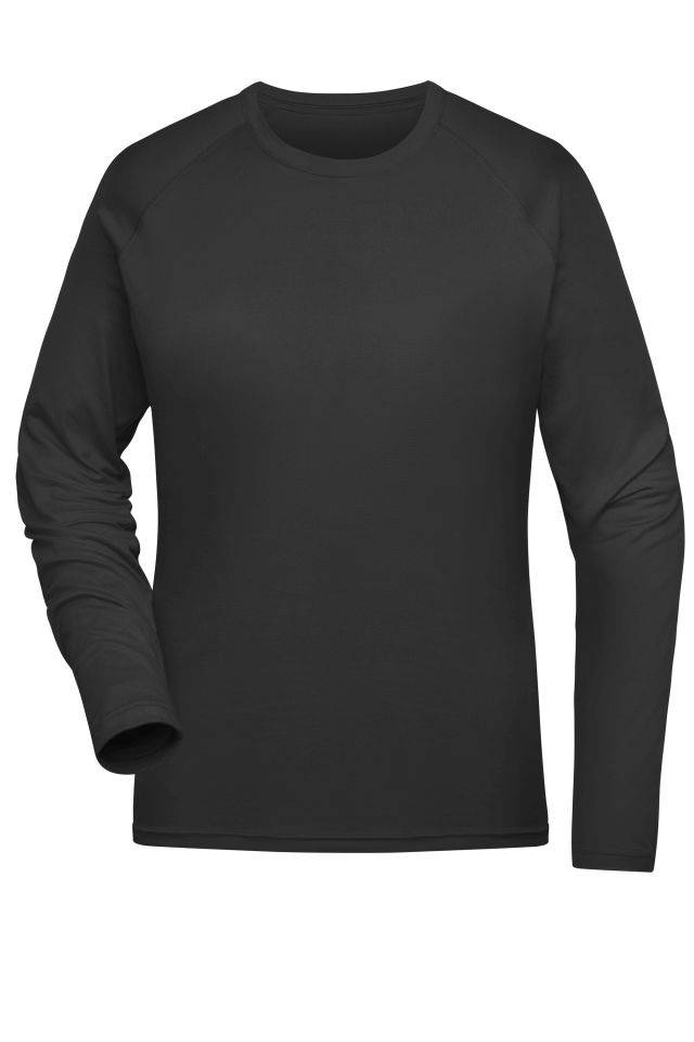 Ladies' Sports Shirt Long-Sleeved Langarm Funktions-Shirt aus recyceltem Polyester für Sport und Fitness schwarz, Gr. M