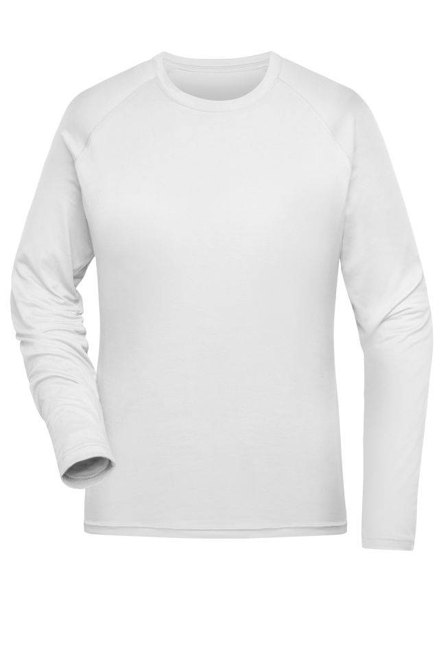 Ladies' Sports Shirt Long-Sleeved Langarm Funktions-Shirt aus recyceltem Polyester für Sport und Fitness weiß, Gr. L