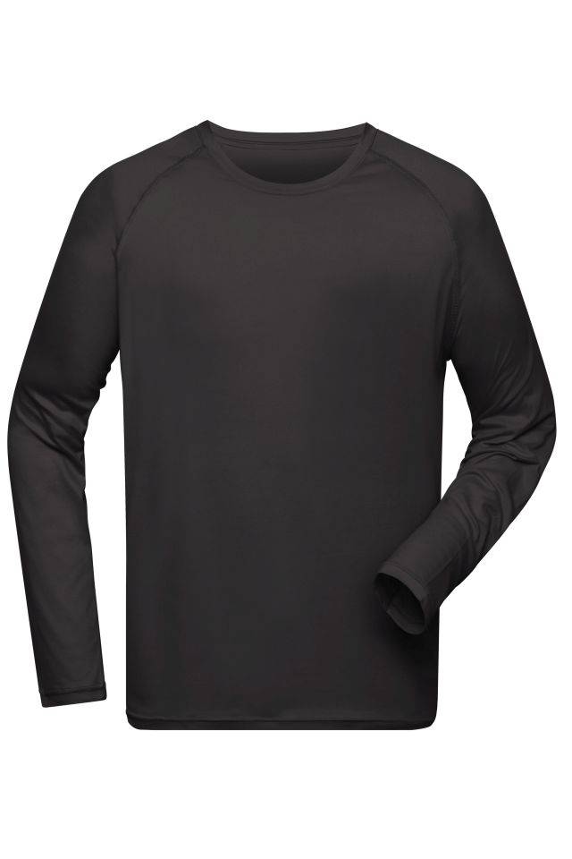 Men's Sports Shirt Long-Sleeved Langarm Funktions-Shirt aus recyceltem Polyester für Sport und Fitness schwarz, Gr. 3XL