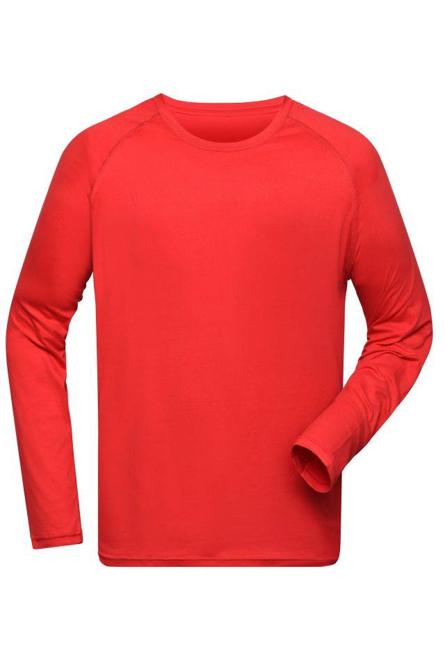 Men's Sports Shirt Long-Sleeved Langarm Funktions-Shirt aus recyceltem Polyester für Sport und Fitness rot, Gr. XXL