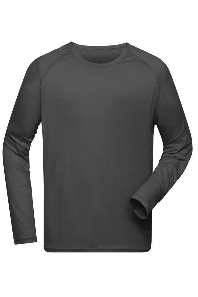 Men's Sports Shirt Long-Sleeved Langarm Funktions-Shirt aus recyceltem Polyester für Sport und Fitness grau, Gr. L