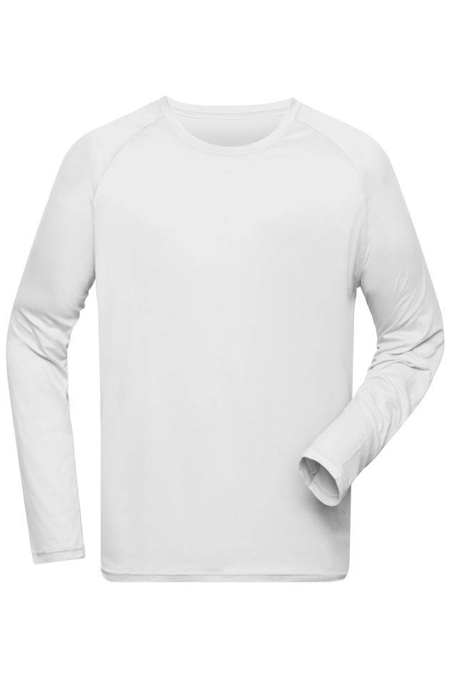Men's Sports Shirt Long-Sleeved Langarm Funktions-Shirt aus recyceltem Polyester für Sport und Fitness weiß, Gr. 3XL