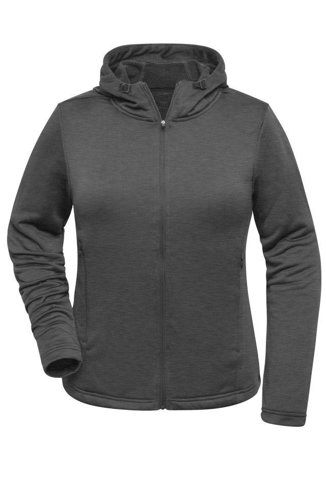 Ladies' Sports Zip Hoody Modische Kapuzenjacke aus 100% recyceltem Polyester für Sport und Freizeit grau, Gr. S