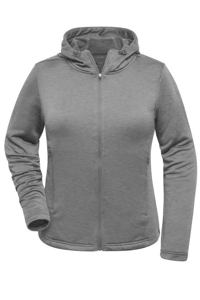 Ladies' Sports Zip Hoody Modische Kapuzenjacke aus 100% recyceltem Polyester für Sport und Freizeit grau, Gr. XL