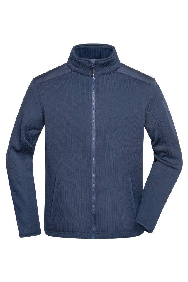 Men's Knitted Fleece Jacket Superweiche, warme Strickfleecejacke blau, Gr. M