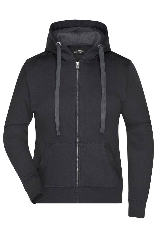 Ladies' Hooded Jacket Premium Sweat-Jacke mit Bionic®-Finish schwarz/grau, Gr. M