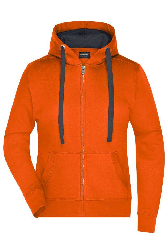 Ladies' Hooded Jacket Premium Sweat-Jacke mit Bionic®-Finish orange/grau, Gr. S