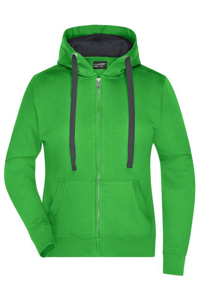 Ladies' Hooded Jacket Premium Sweat-Jacke mit Bionic®-Finish grün/grau, Gr. L