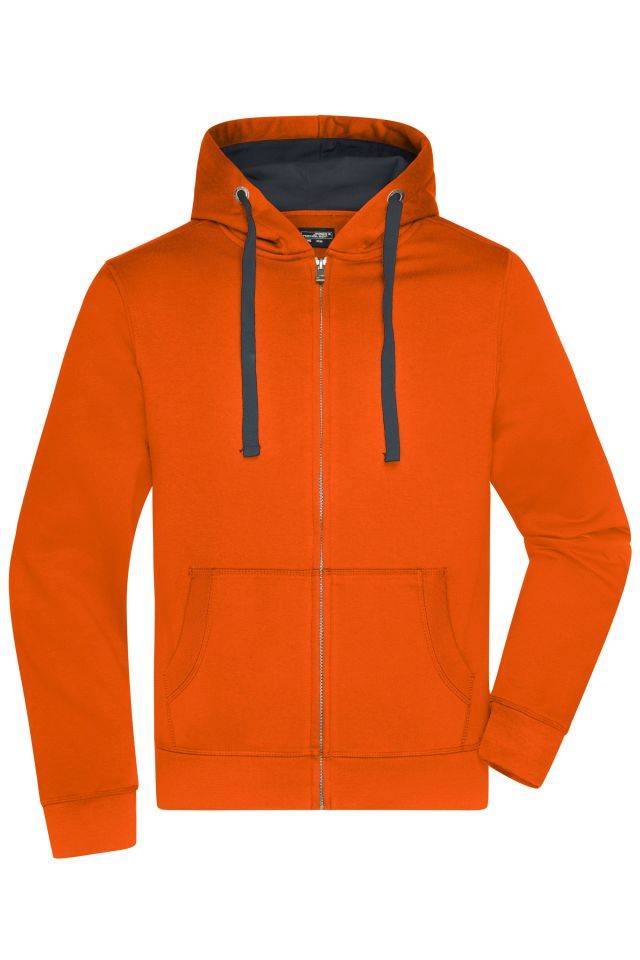 Men's Hooded Jacket Premium Sweat-Jacke mit Bionic®-Finish orange/grau, Gr. XL