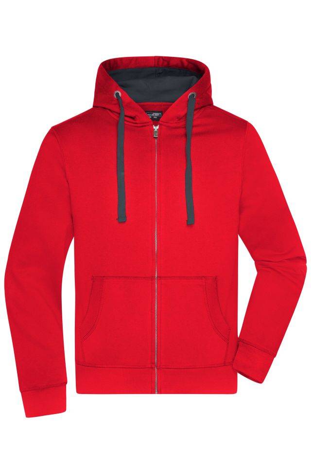 Men's Hooded Jacket Premium Sweat-Jacke mit Bionic®-Finish rot/grau, Gr. L