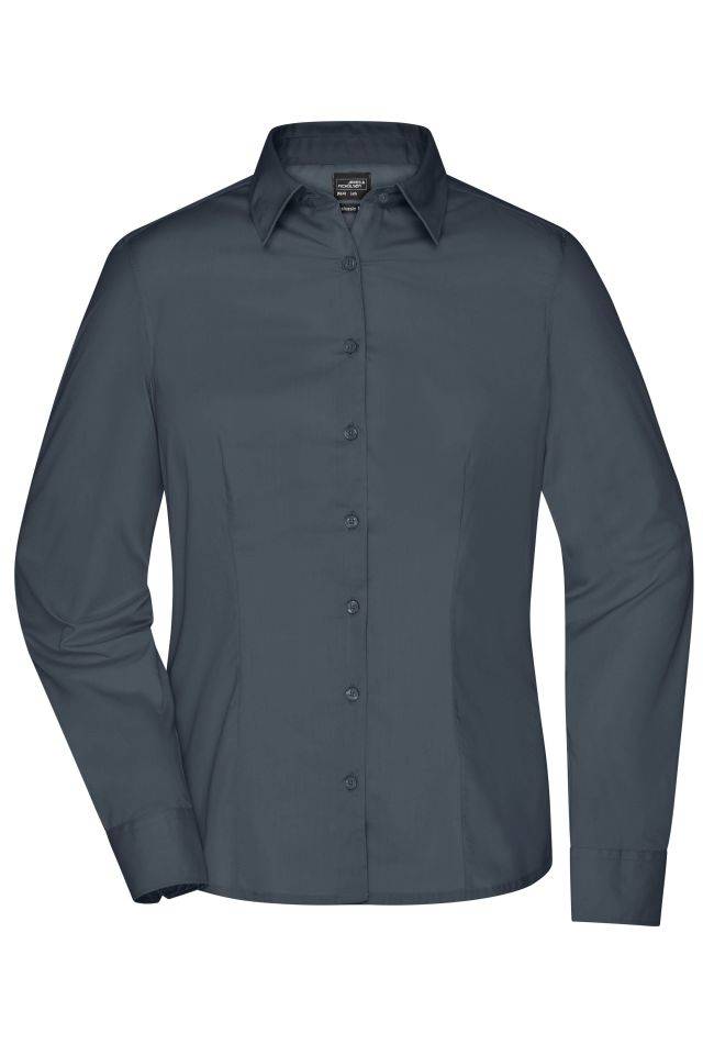 Ladies' Business Shirt Long-Sleeved Klassisches Shirt aus strapazierfähigem Mischgewebe grau, Gr. L
