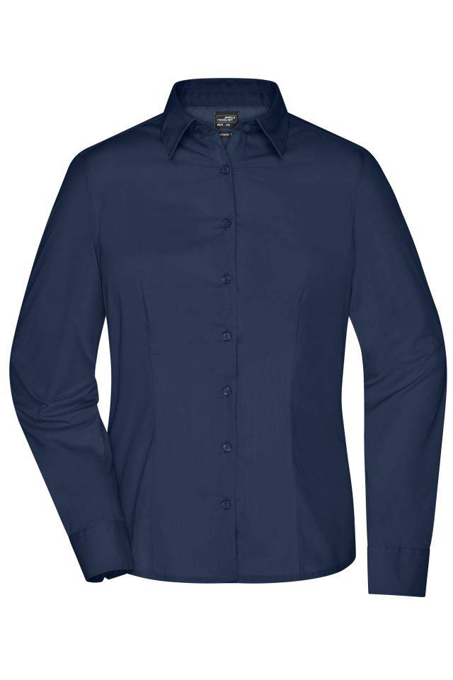 Ladies' Business Shirt Long-Sleeved Klassisches Shirt aus strapazierfähigem Mischgewebe blau, Gr. XXL