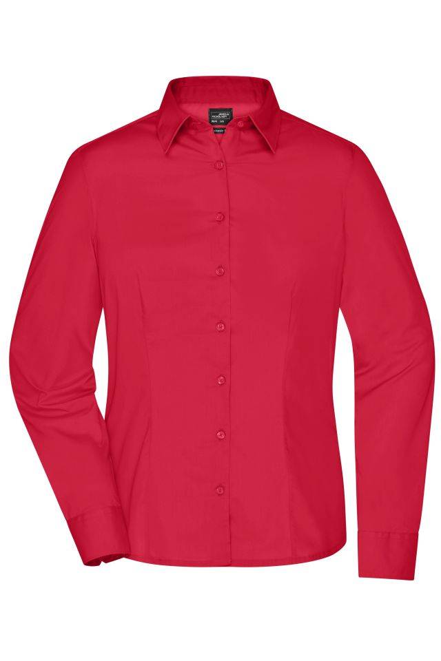 Ladies' Business Shirt Long-Sleeved Klassisches Shirt aus strapazierfähigem Mischgewebe rot, Gr. XS