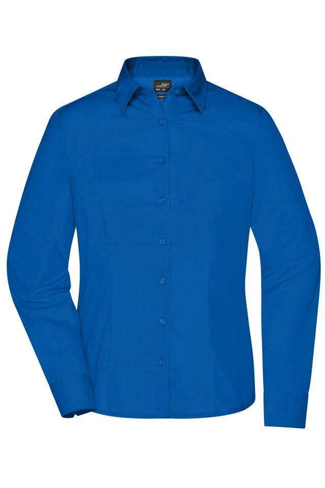 Ladies' Business Shirt Long-Sleeved Klassisches Shirt aus strapazierfähigem Mischgewebe blau, Gr. XL