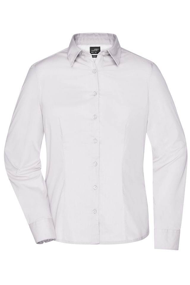 Ladies' Business Shirt Long-Sleeved Klassisches Shirt aus strapazierfähigem Mischgewebe weiß, Gr. XL
