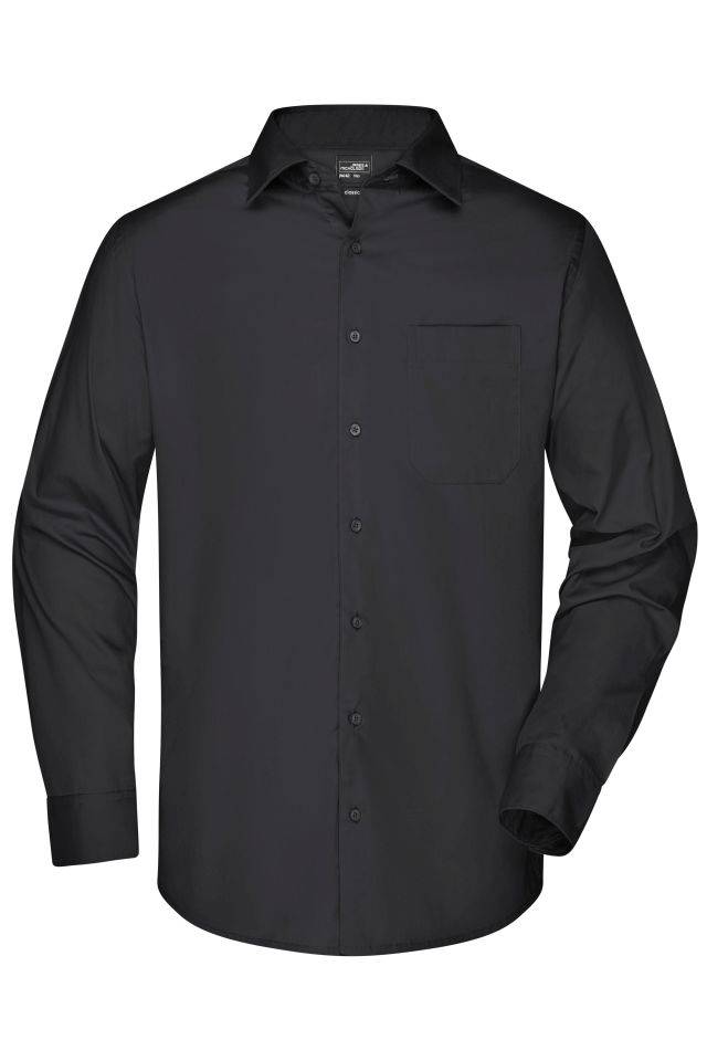 Men's Business Shirt Long-Sleeved Klassisches Shirt aus strapazierfähigem Mischgewebe schwarz, Gr. XL