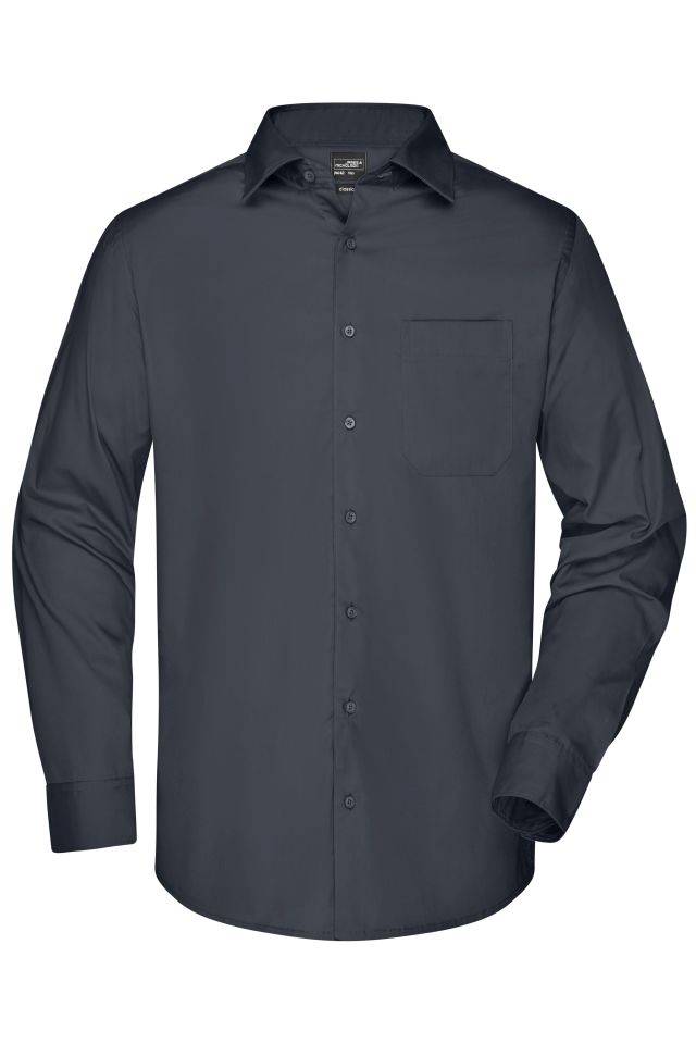 Men's Business Shirt Long-Sleeved Klassisches Shirt aus strapazierfähigem Mischgewebe grau, Gr. S