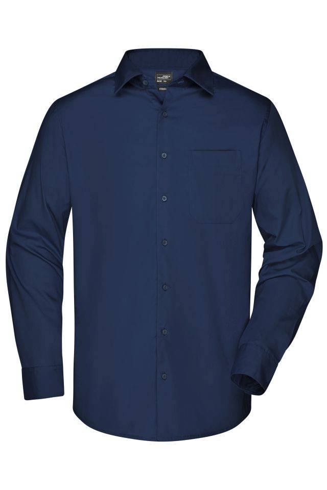 Men's Business Shirt Long-Sleeved Klassisches Shirt aus strapazierfähigem Mischgewebe blau, Gr. L