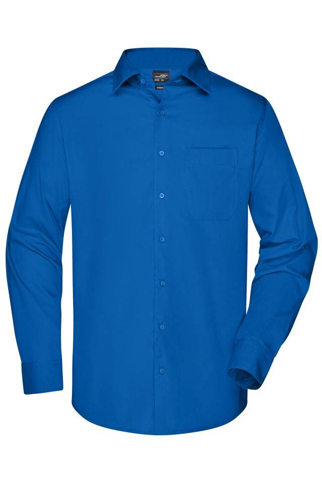 Men's Business Shirt Long-Sleeved Klassisches Shirt aus strapazierfähigem Mischgewebe blau, Gr. S
