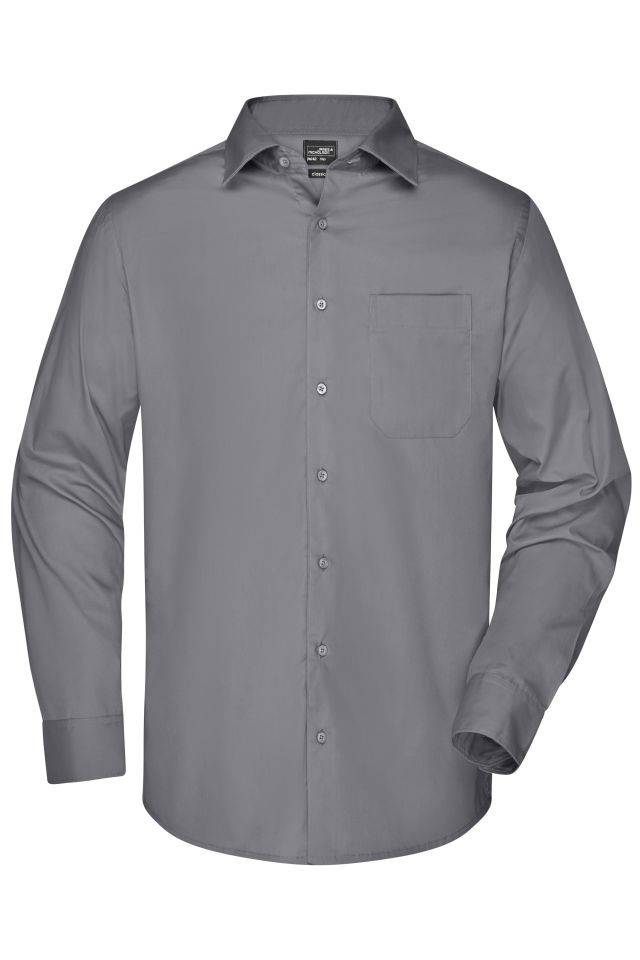 Men's Business Shirt Long-Sleeved Klassisches Shirt aus strapazierfähigem Mischgewebe grau, Gr. XL