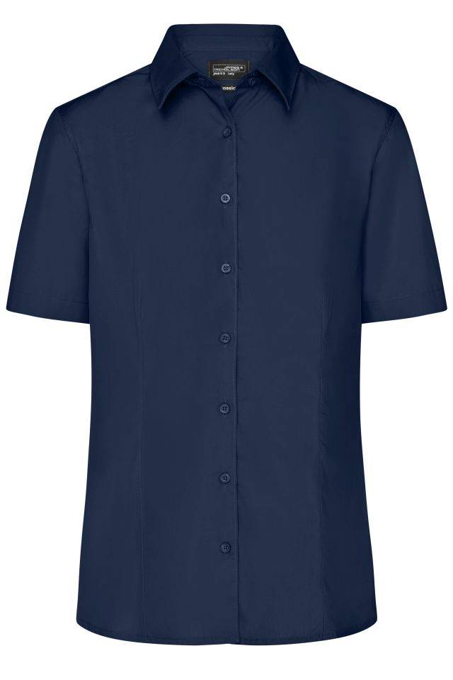 Ladies' Business Shirt Short-Sleeved Klassisches Shirt aus strapazierfähigem Mischgewebe blau, Gr. M