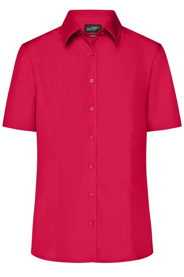 Ladies' Business Shirt Short-Sleeved Klassisches Shirt aus strapazierfähigem Mischgewebe rot, Gr. XS