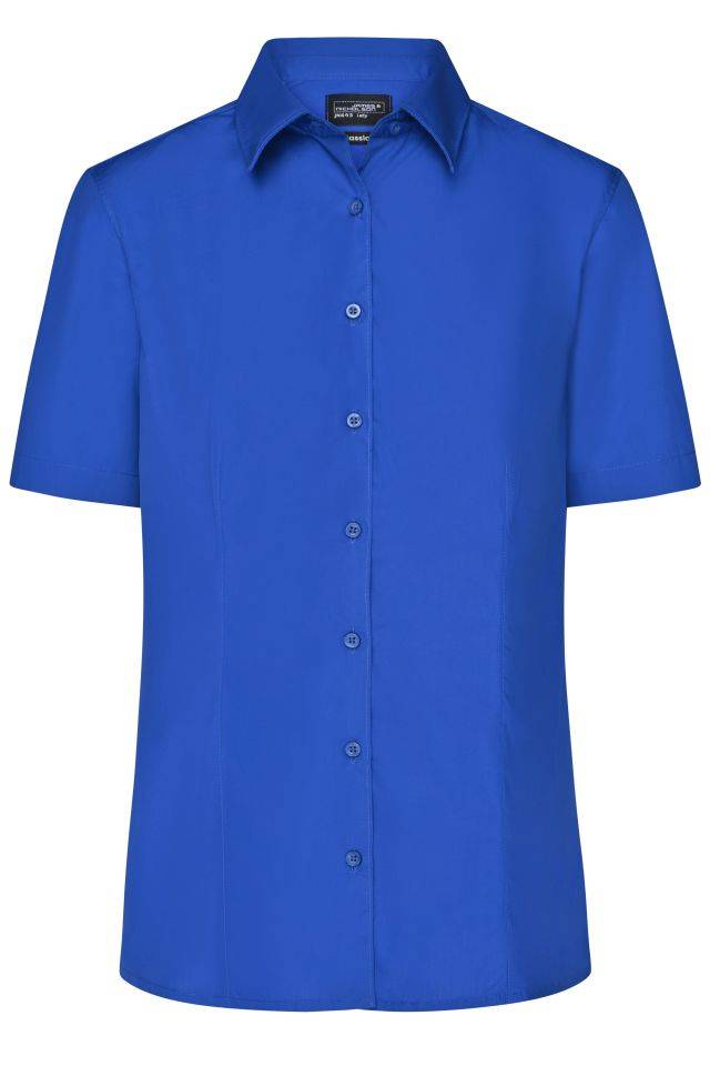 Ladies' Business Shirt Short-Sleeved Klassisches Shirt aus strapazierfähigem Mischgewebe blau, Gr. M