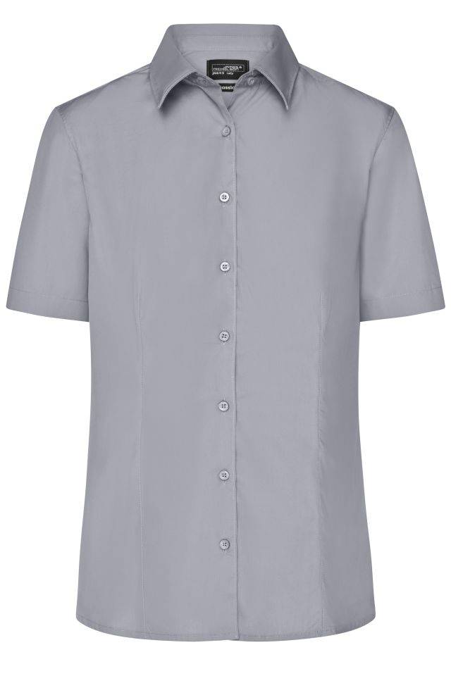 Ladies' Business Shirt Short-Sleeved Klassisches Shirt aus strapazierfähigem Mischgewebe grau, Gr. L