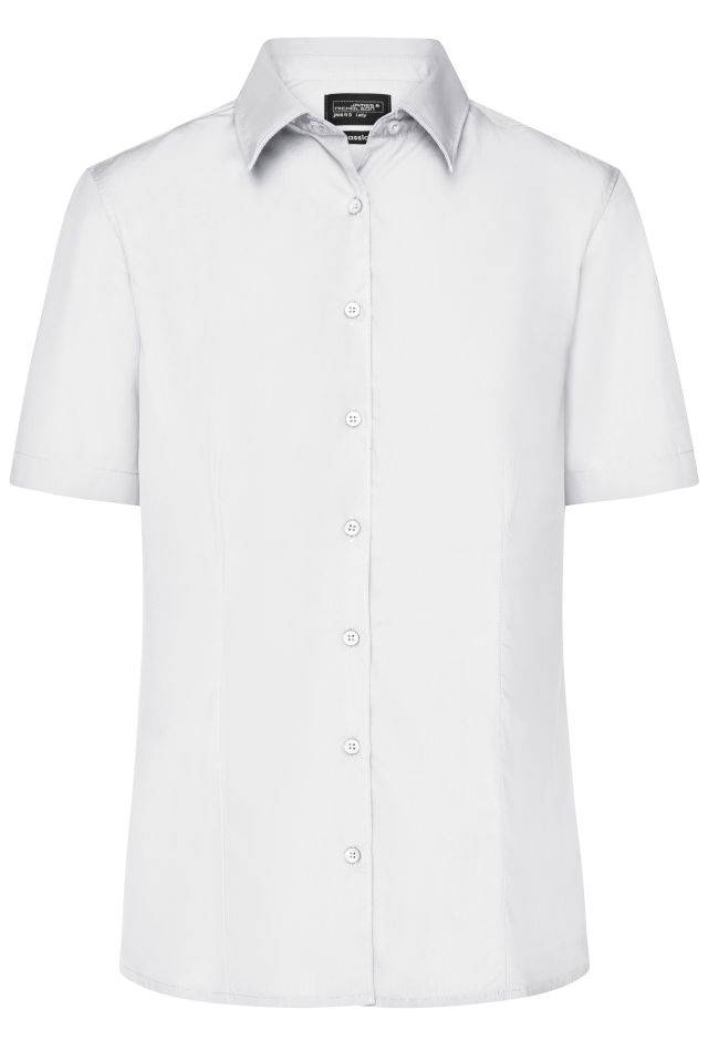 Ladies' Business Shirt Short-Sleeved Klassisches Shirt aus strapazierfähigem Mischgewebe weiß, Gr. XS