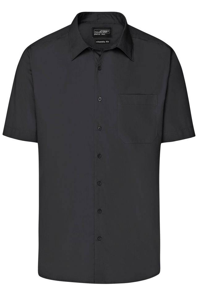 Men's Business Shirt Short-Sleeved Klassisches Shirt aus strapazierfähigem Mischgewebe schwarz, Gr. 5XL