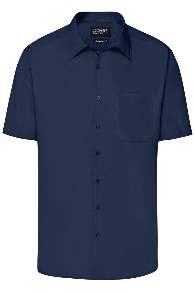 Men's Business Shirt Short-Sleeved Klassisches Shirt aus strapazierfähigem Mischgewebe blau, Gr. M