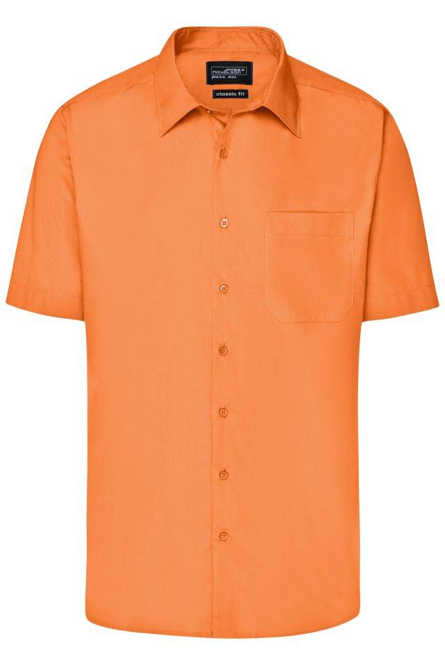 Men's Business Shirt Short-Sleeved Klassisches Shirt aus strapazierfähigem Mischgewebe orange, Gr. M