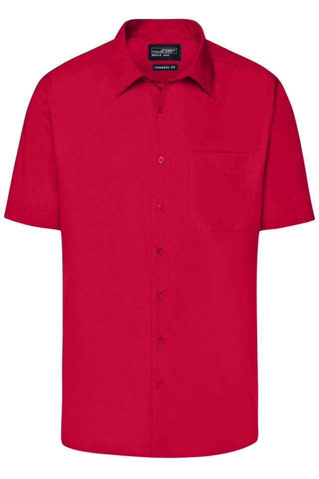Men's Business Shirt Short-Sleeved Klassisches Shirt aus strapazierfähigem Mischgewebe rot, Gr. 6XL