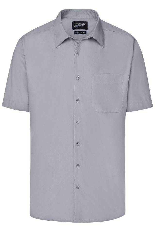 Men's Business Shirt Short-Sleeved Klassisches Shirt aus strapazierfähigem Mischgewebe grau, Gr. S