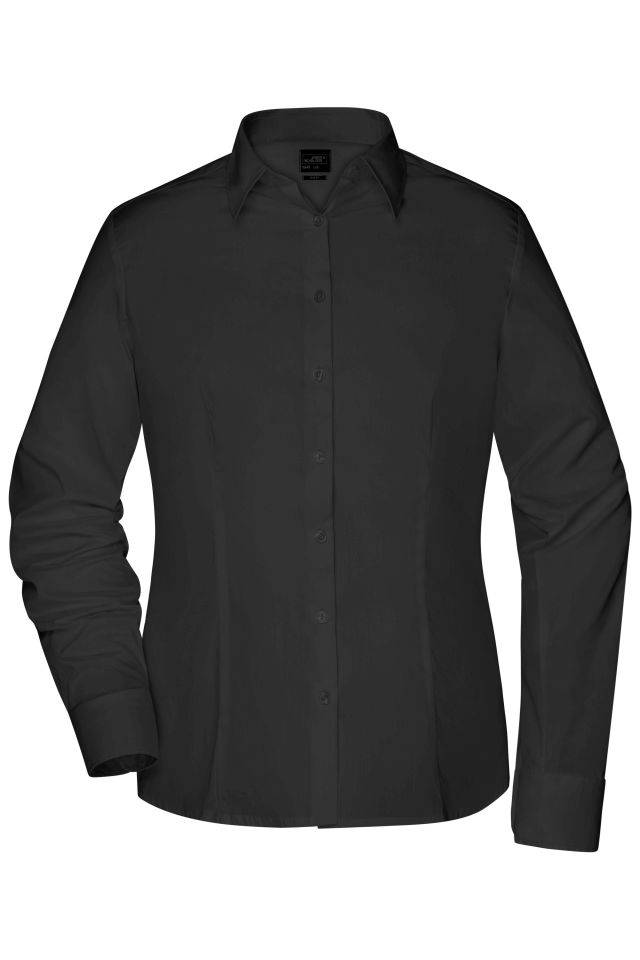 Ladies`Shirt Slim Fit Modisch tailliertes Cityhemd und Damenbluse schwarz, Gr. XL