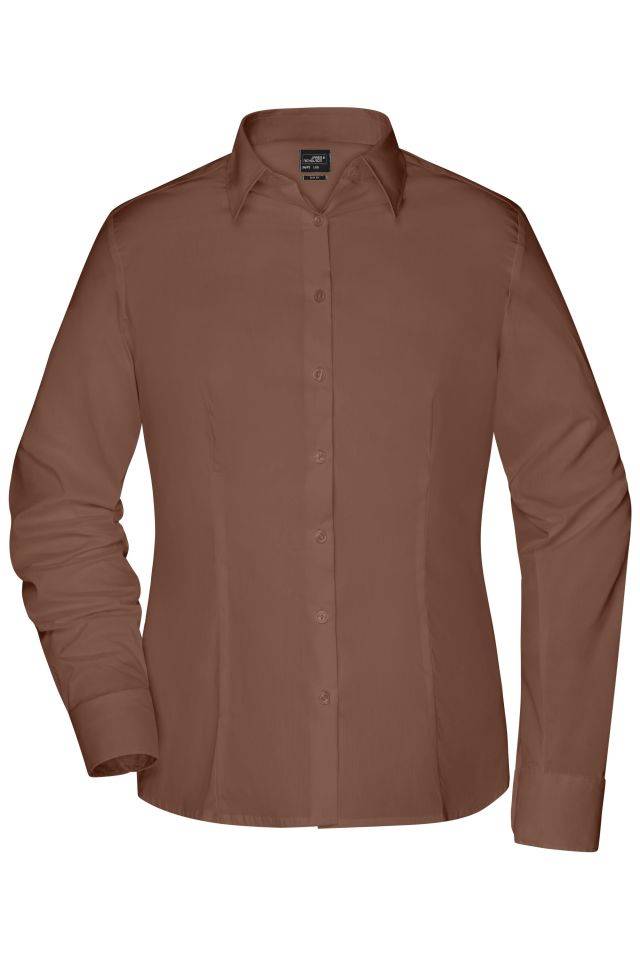 Ladies`Shirt Slim Fit Modisch tailliertes Cityhemd und Damenbluse braun, Gr. M