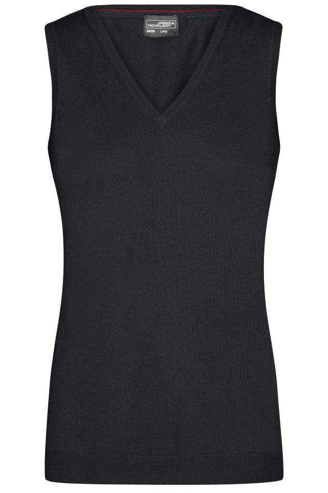 Ladies' V-Neck Pullunder Klassischer Baumwoll-Pullunder schwarz, Gr. M