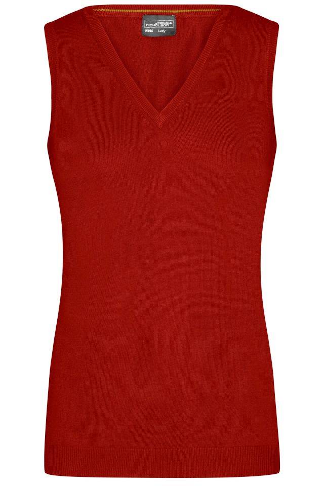 Ladies' V-Neck Pullunder Klassischer Baumwoll-Pullunder rot/weinrot, Gr. S