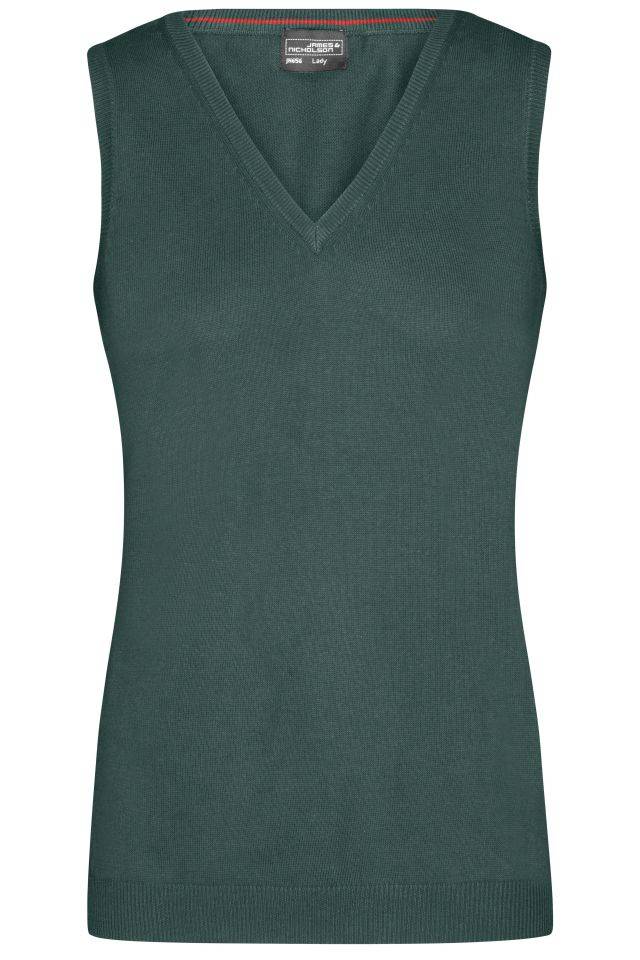 Ladies' V-Neck Pullunder Klassischer Baumwoll-Pullunder grün, Gr. L