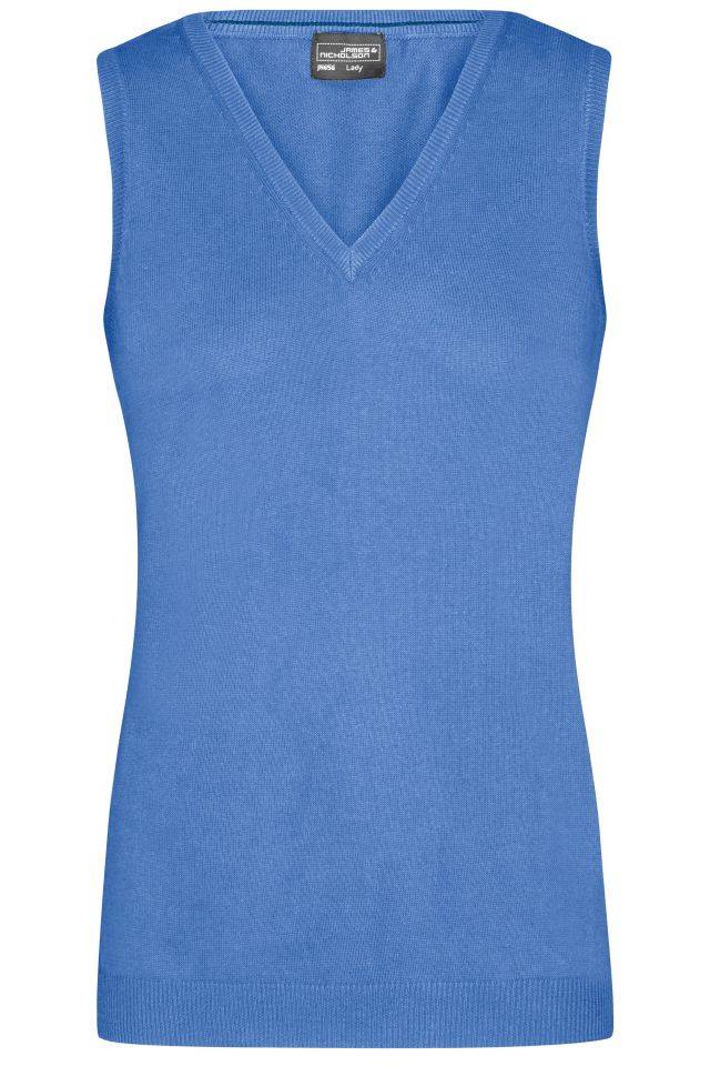 Ladies' V-Neck Pullunder Klassischer Baumwoll-Pullunder blau, Gr. XS