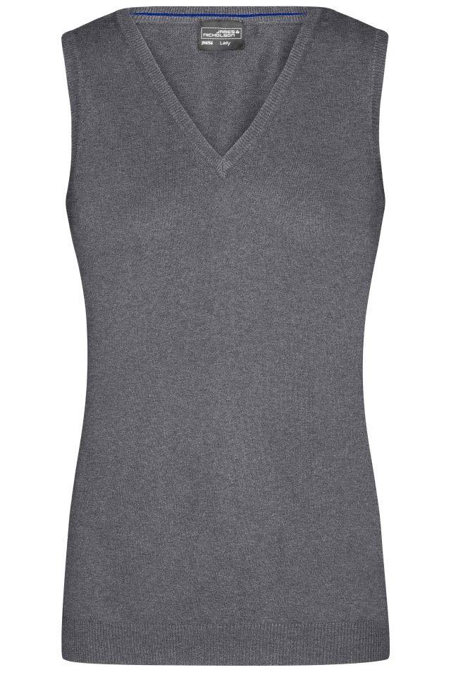 Ladies' V-Neck Pullunder Klassischer Baumwoll-Pullunder grau, Gr. M