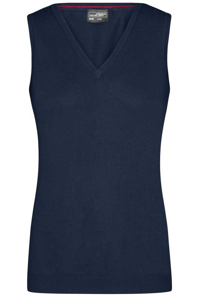 Ladies' V-Neck Pullunder Klassischer Baumwoll-Pullunder blau, Gr. S