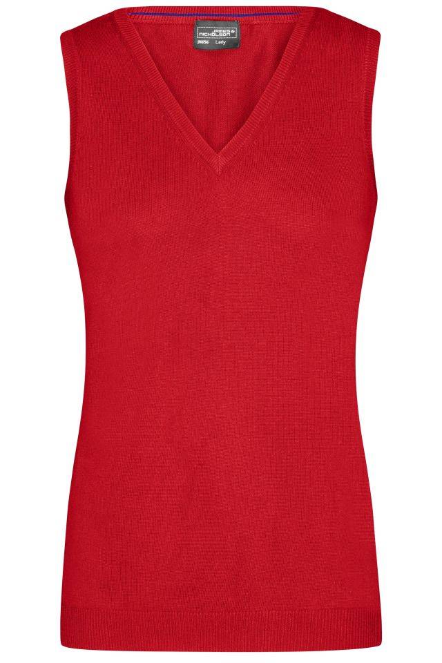 Ladies' V-Neck Pullunder Klassischer Baumwoll-Pullunder rot, Gr. XS