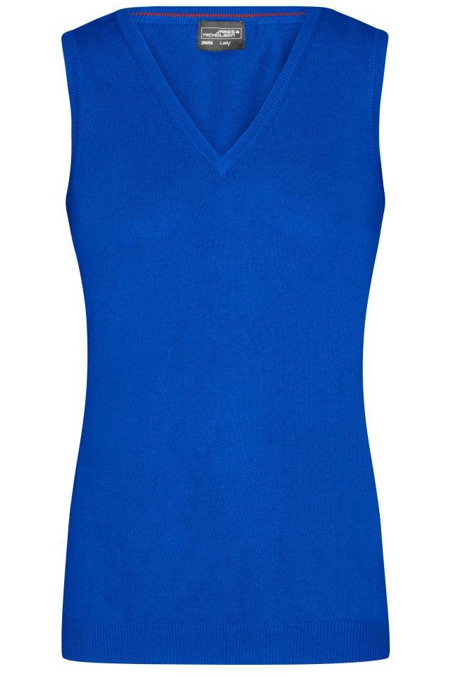Ladies' V-Neck Pullunder Klassischer Baumwoll-Pullunder blau, Gr. XS