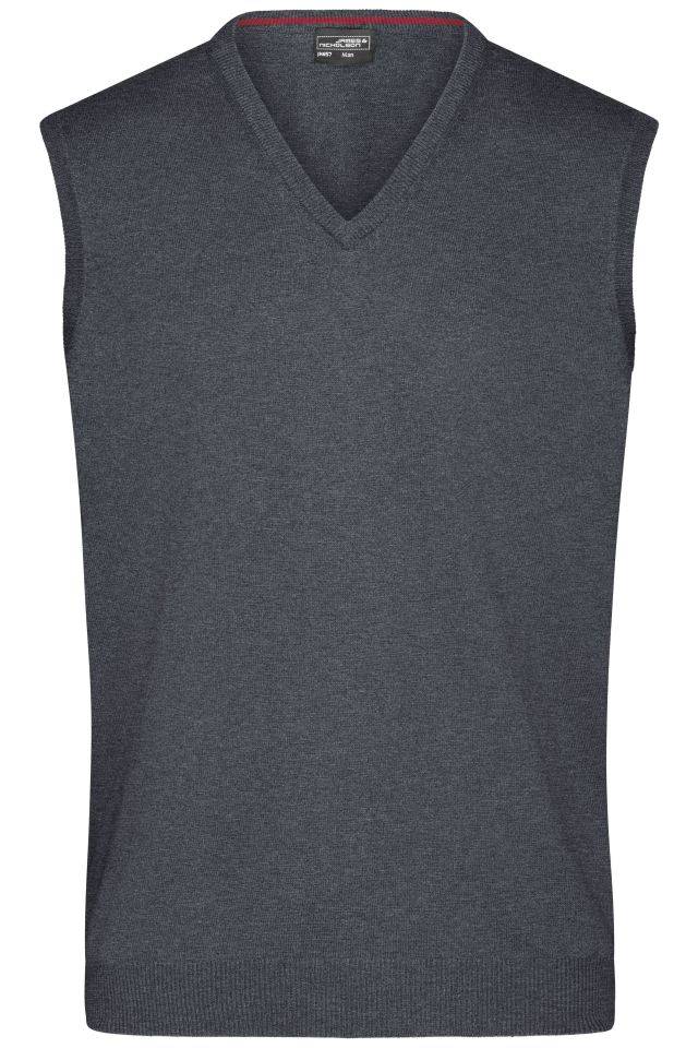Men's V-Neck Pullunder Klassischer Baumwoll-Pullunder grau/schwarz, Gr. XXL