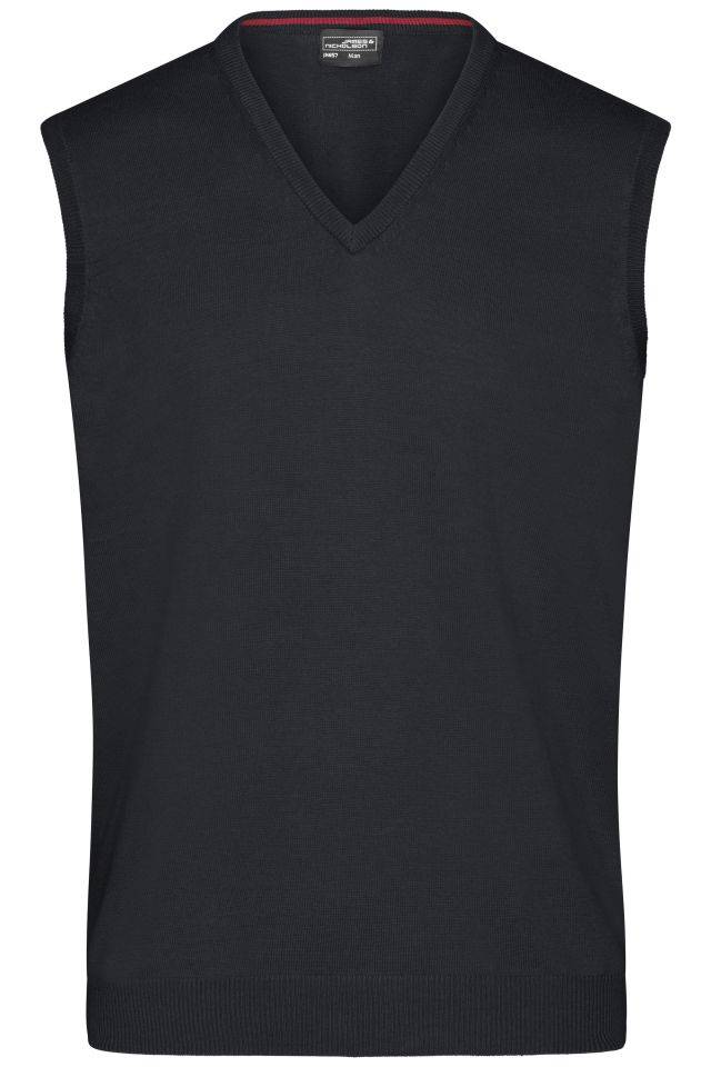 Men's V-Neck Pullunder Klassischer Baumwoll-Pullunder schwarz, Gr. S