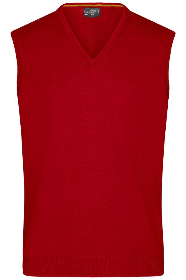 Men's V-Neck Pullunder Klassischer Baumwoll-Pullunder rot/weinrot, Gr. L